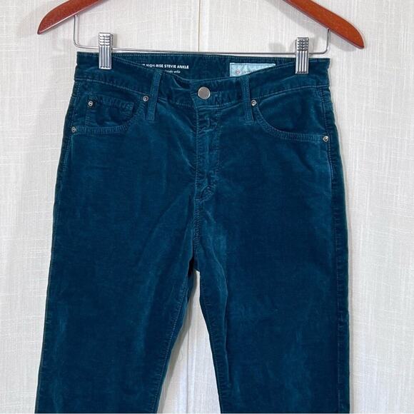 Anthropologie x AG Velvet Teal High Rise Slim Straight Stevie Ankle Pants Sz 26 - Picture 5 of 16